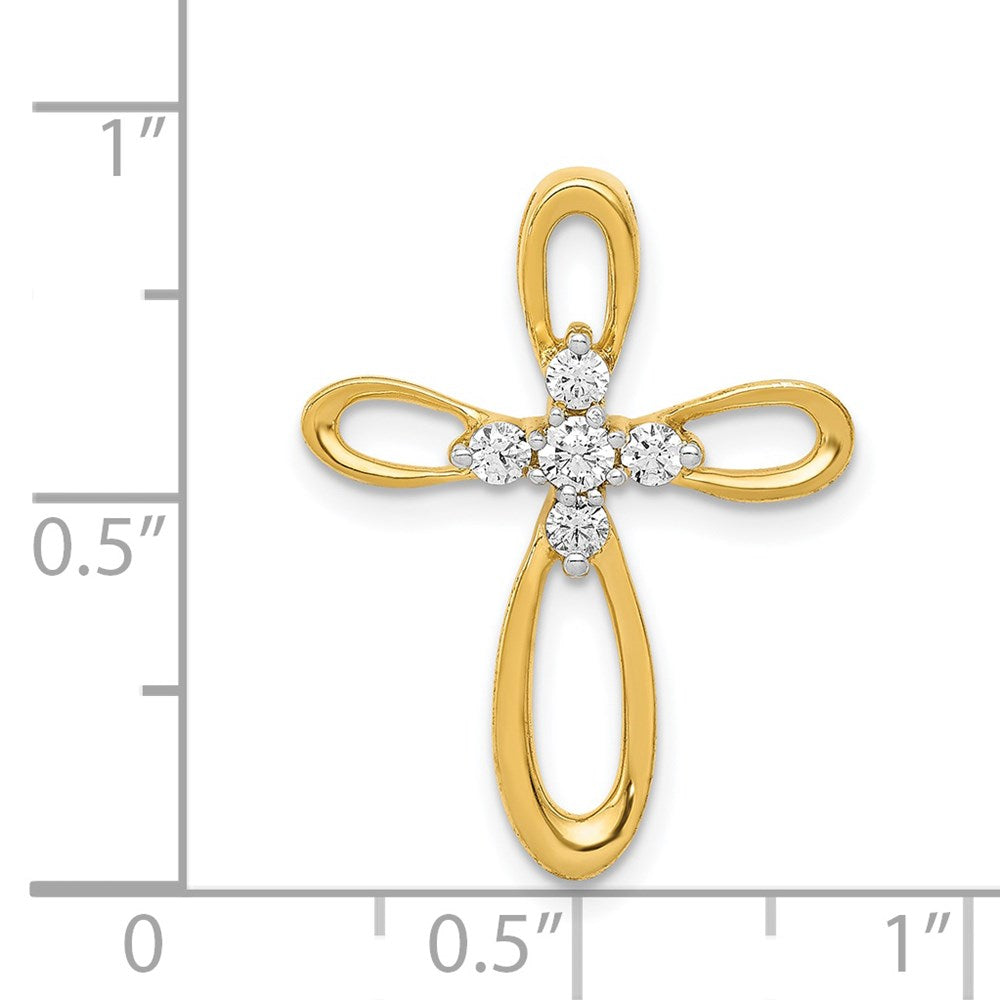 14K Yellow Gold 1/5ct. Real Diamond Cross Chain Slide