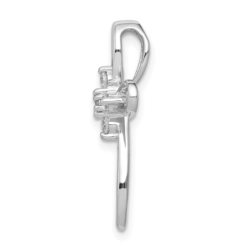 14k White Gold 1/5ct. Real Diamond Cross Chain Slide