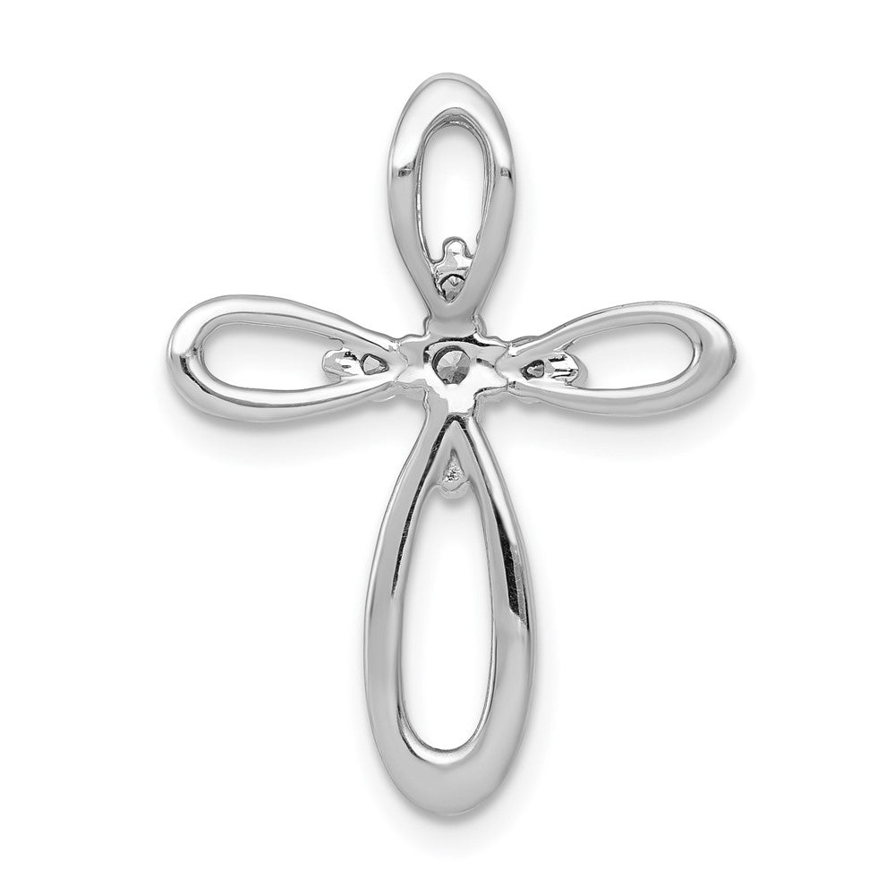 14k White Gold 1/5ct. Real Diamond Cross Chain Slide
