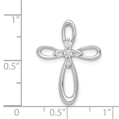 14k White Gold 1/5ct. Real Diamond Cross Chain Slide