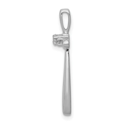 14k White Gold 1/10ct. Real Diamond Cross Chain Slide