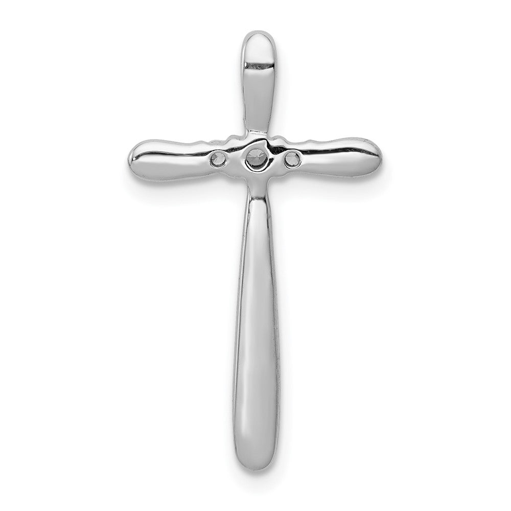 14k White Gold 1/10ct. Real Diamond Cross Chain Slide