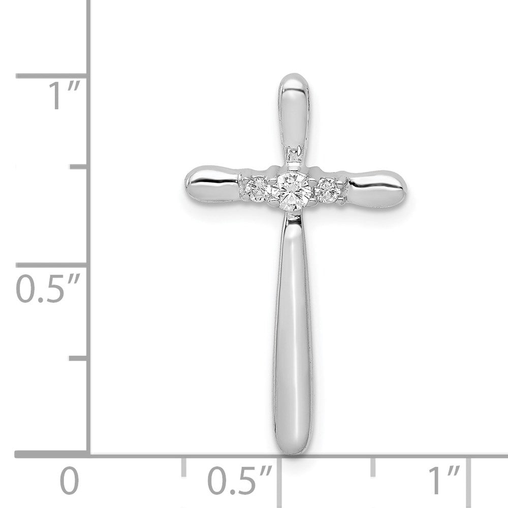 14k White Gold 1/10ct. Real Diamond Cross Chain Slide