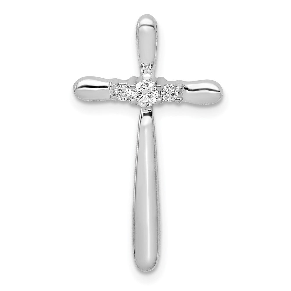 14k White Gold 1/10ct. Real Diamond Cross Chain Slide