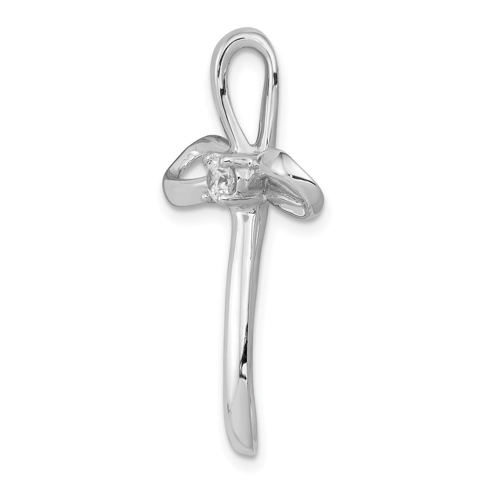 14k White Gold 1/6ct. Real Diamond Cross Chain Slide