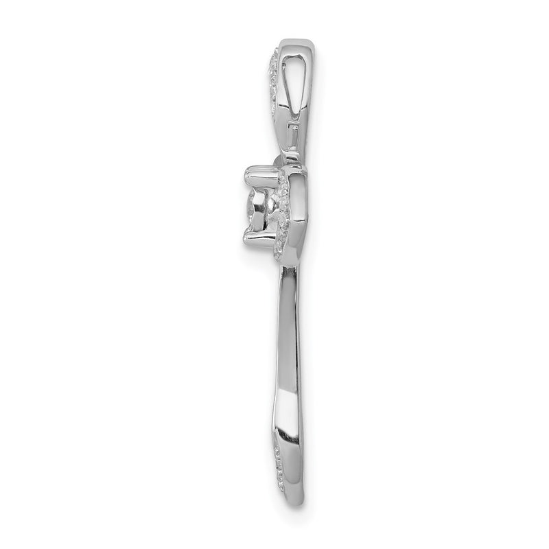 14k White Gold 1/8ct. Real Diamond Cross Chain Slide