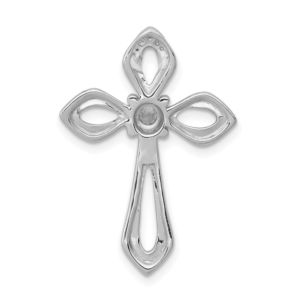 14k White Gold 1/8ct. Real Diamond Cross Chain Slide
