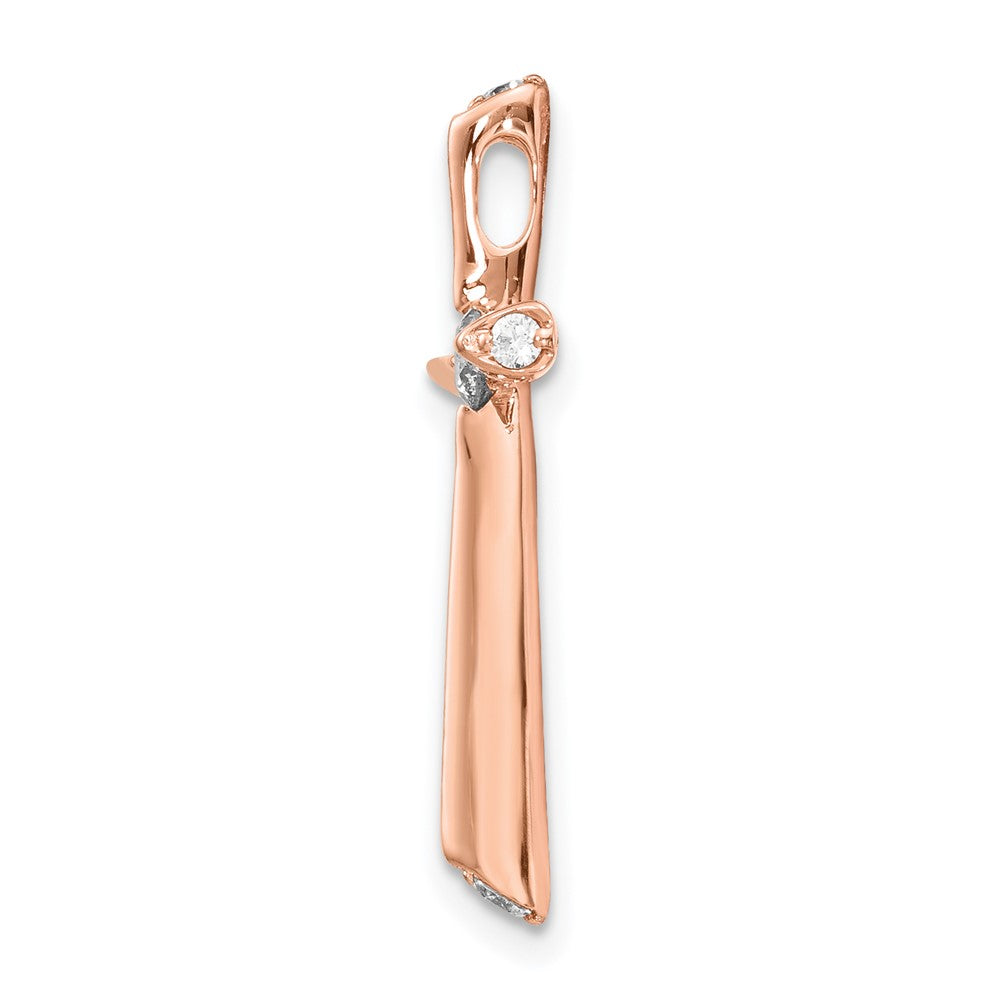 14k Rose Gold 1/5ct. Real Diamond Cross Chain Slide