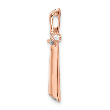 14k Rose Gold 1/5ct. Real Diamond Cross Chain Slide