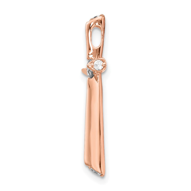 14k Rose Gold 1/5ct. Real Diamond Cross Chain Slide
