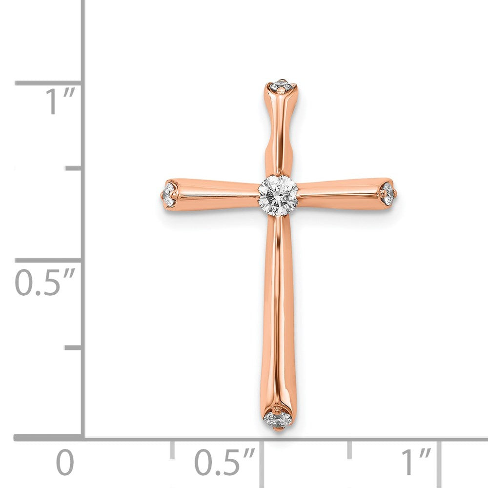 14k Rose Gold 1/5ct. Real Diamond Cross Chain Slide