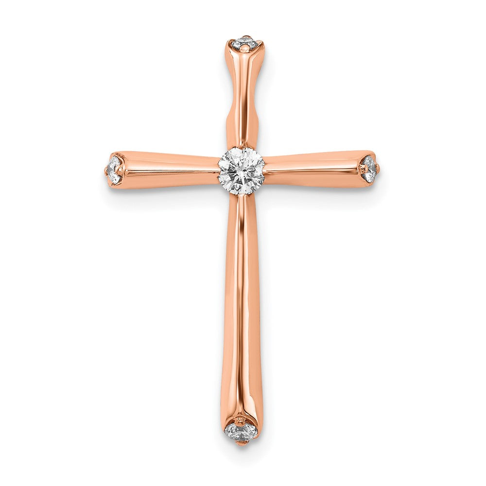 14k Rose Gold 1/5ct. Real Diamond Cross Chain Slide