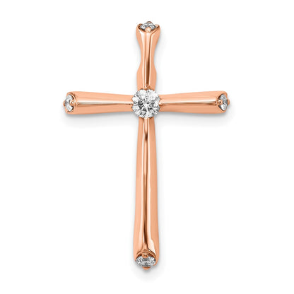 14k Rose Gold 1/5ct. Real Diamond Cross Chain Slide