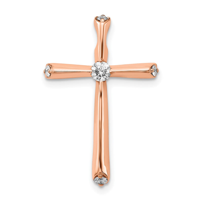 14k Rose Gold 1/5ct. Real Diamond Cross Chain Slide