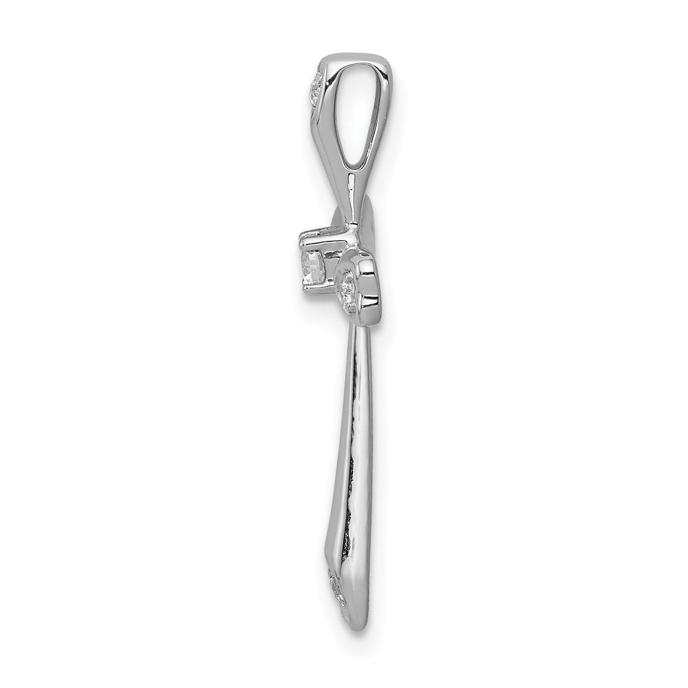 14k White Gold 1/10ct. Real Diamond Cross Chain Slide