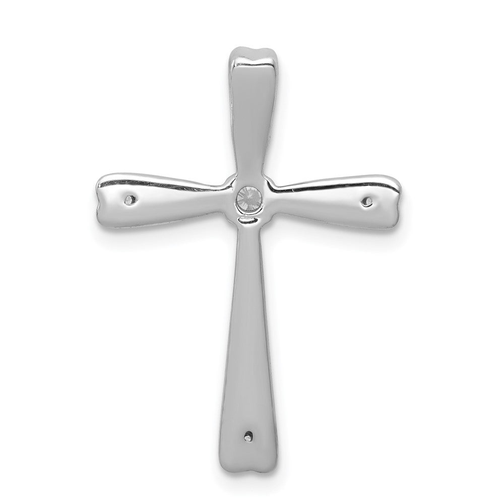 14k White Gold 1/10ct. Real Diamond Cross Chain Slide