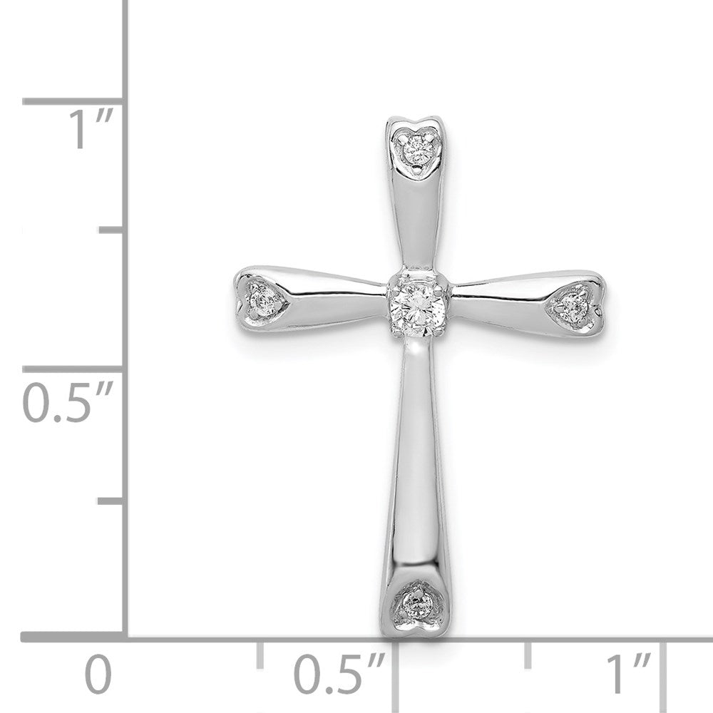 14k White Gold 1/10ct. Real Diamond Cross Chain Slide