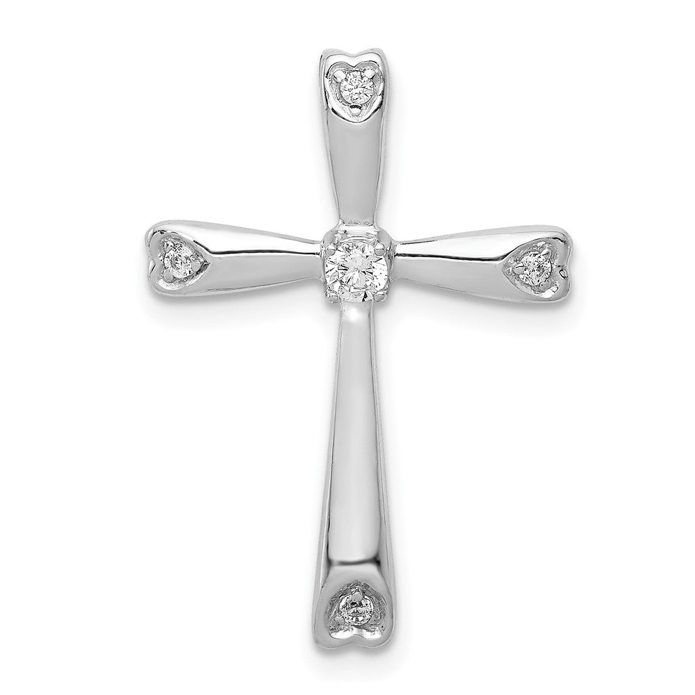 14k White Gold 1/10ct. Real Diamond Cross Chain Slide