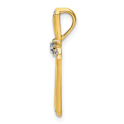 14k Yellow Gold 1/20ct. w/Rhodium Real Diamond Cross Chain Slide