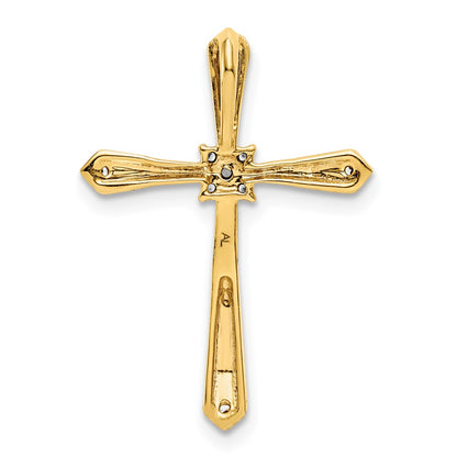 14k Yellow Gold 1/20ct. w/Rhodium Real Diamond Cross Chain Slide
