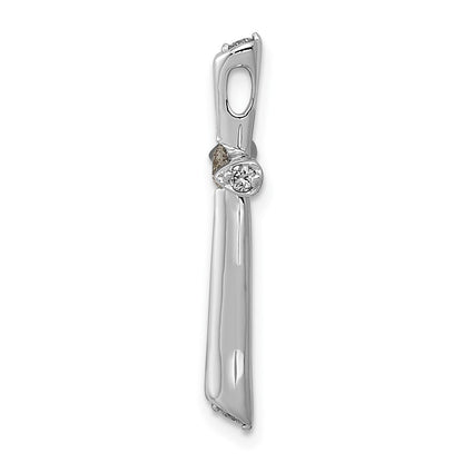 14k White Gold 1/5ct. Real Diamond Cross Chain Slide