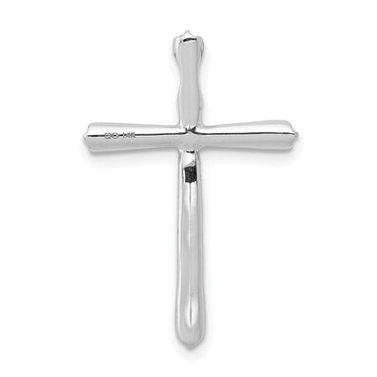 14k White Gold 1/5ct. Real Diamond Cross Chain Slide