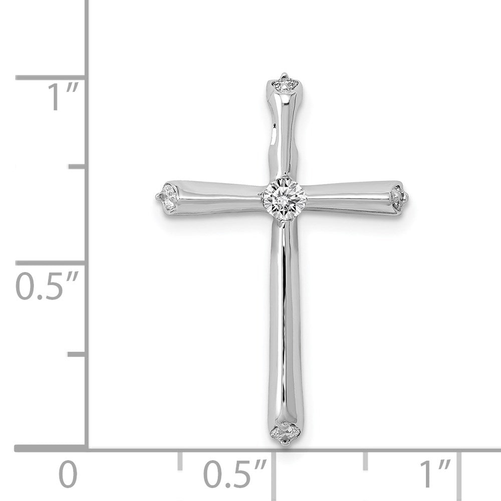 14k White Gold 1/5ct. Real Diamond Cross Chain Slide