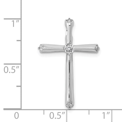14k White Gold 1/5ct. Real Diamond Cross Chain Slide