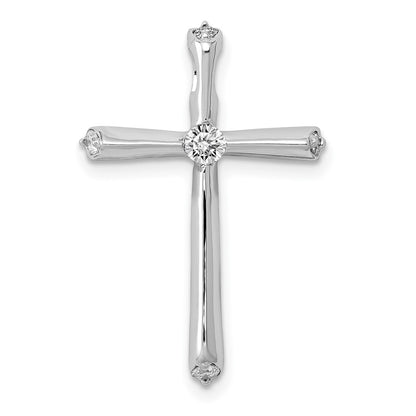 14k White Gold 1/5ct. Real Diamond Cross Chain Slide