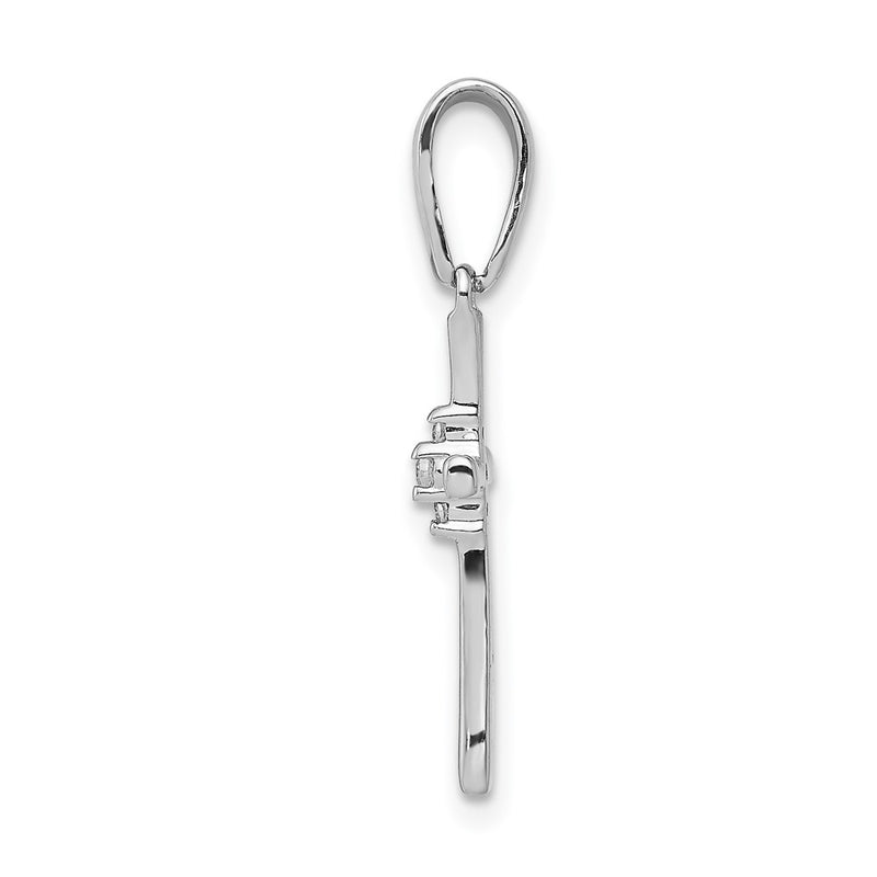14k White Gold .02ct. Real Diamond Cross Pendant