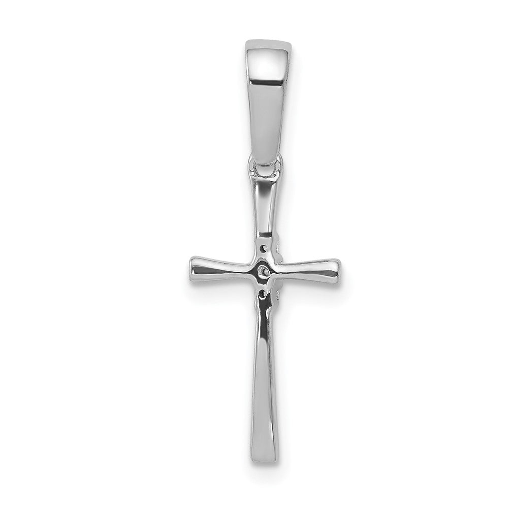 14k White Gold .02ct. Real Diamond Cross Pendant