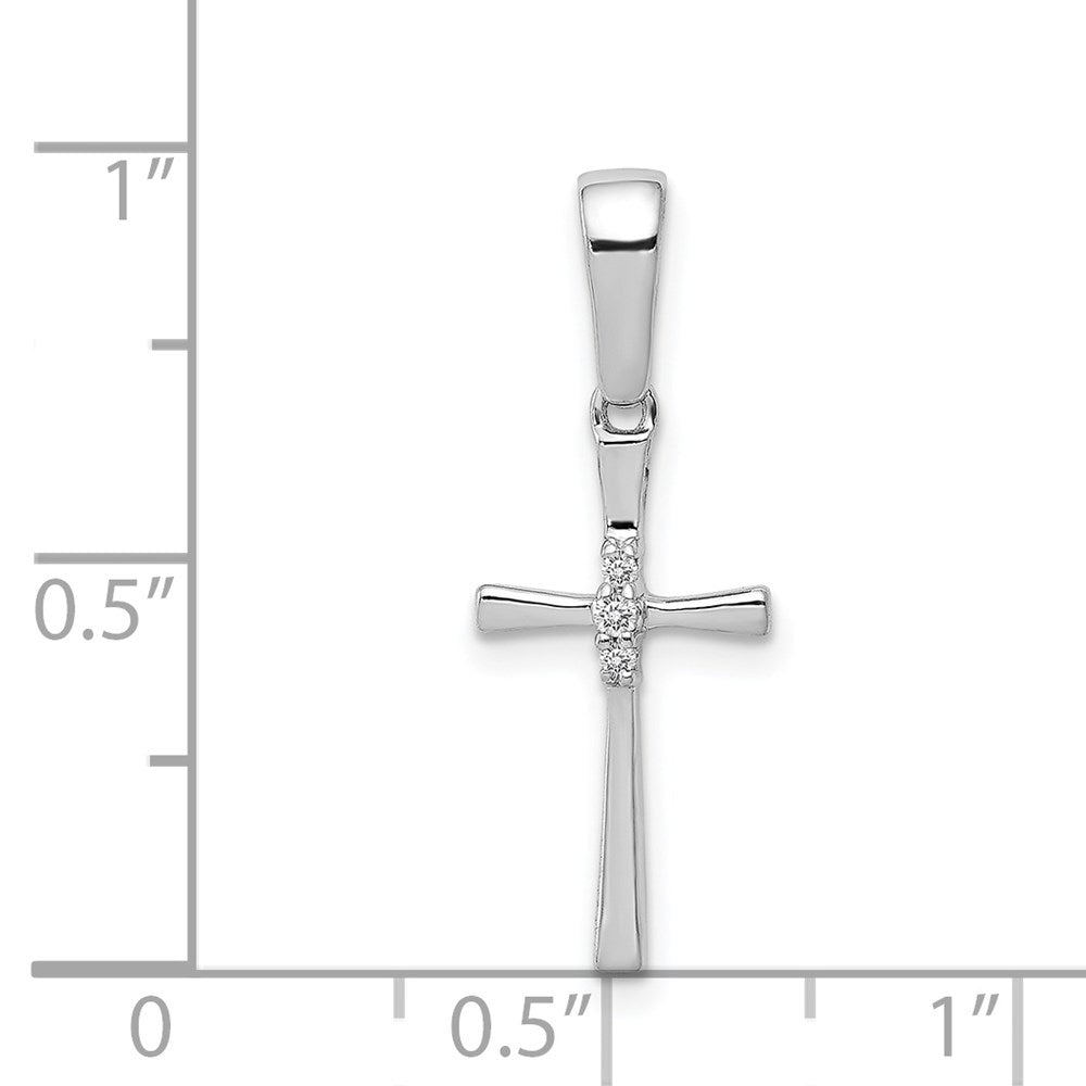 14k White Gold .02ct. Real Diamond Cross Pendant