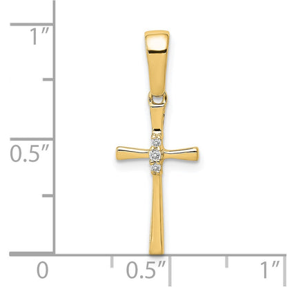 14K Yellow Gold .02ct. Real Diamond Cross Pendant