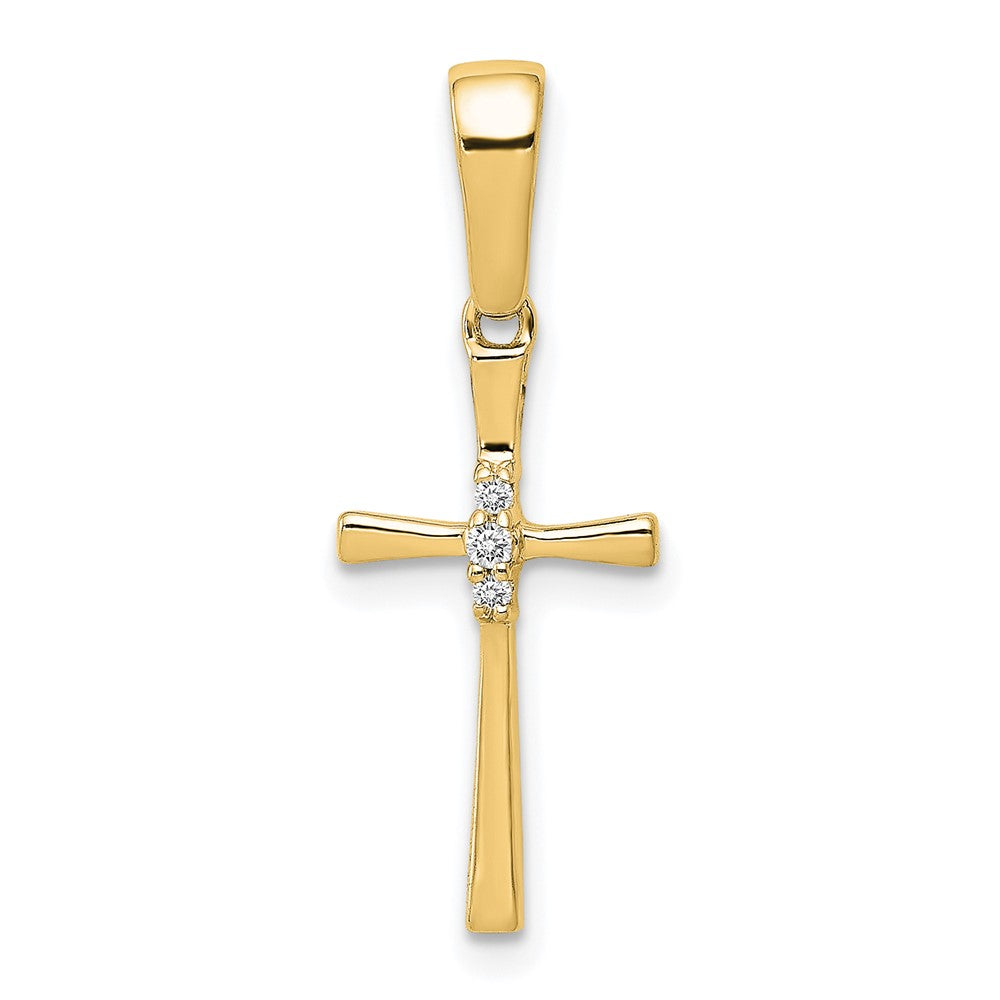 14K Yellow Gold .02ct. Real Diamond Cross Pendant