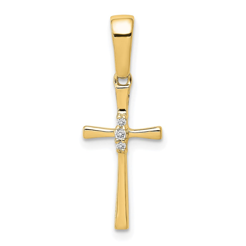 14K Yellow Gold .02ct. Real Diamond Cross Pendant