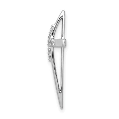 14k White Gold 1/10ct. Real Diamond Cross Chain Slide