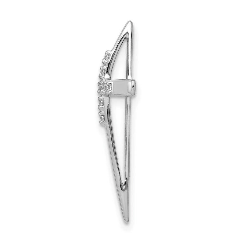 14k White Gold 1/10ct. Real Diamond Cross Chain Slide