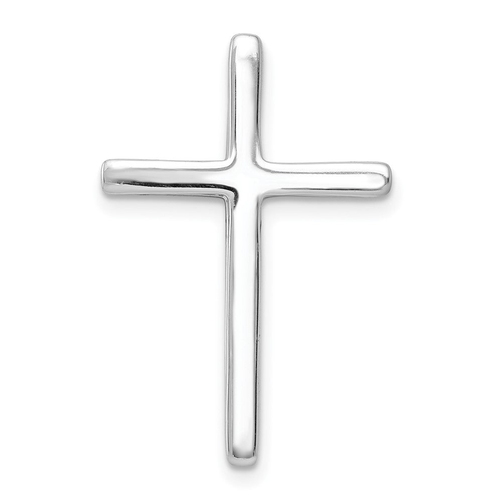 14k White Gold 1/10ct. Real Diamond Cross Chain Slide