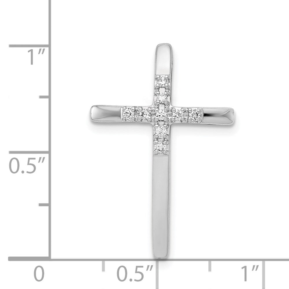 14k White Gold 1/10ct. Real Diamond Cross Chain Slide