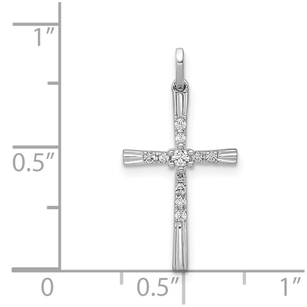 14k White Gold 1/10ct. Real Diamond Cross Pendant