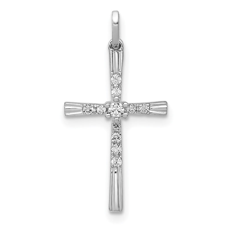 14k White Gold 1/10ct. Real Diamond Cross Pendant