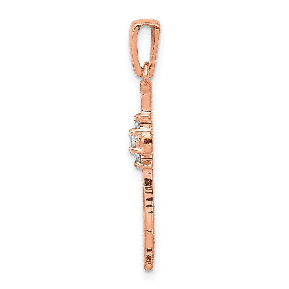 14k Rose Gold .03ct. Real Diamond Cross Pendant