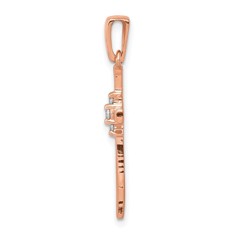 14k Rose Gold .03ct. Real Diamond Cross Pendant