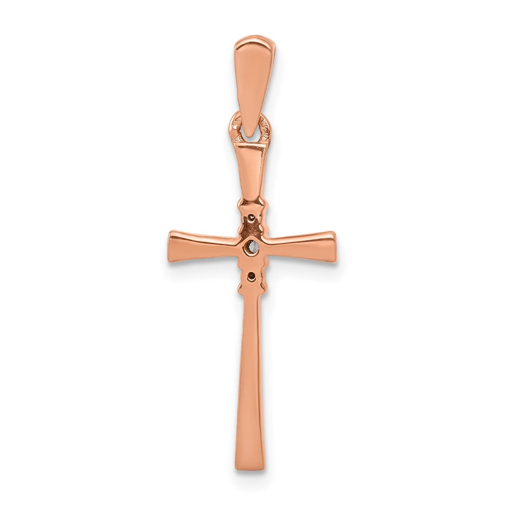 14k Rose Gold .03ct. Real Diamond Cross Pendant