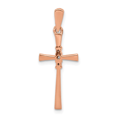 14k Rose Gold .03ct. Real Diamond Cross Pendant