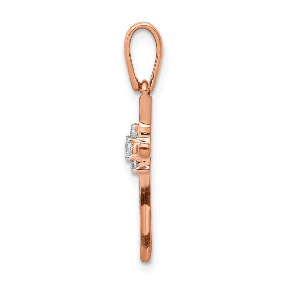 14k Rose Gold 1/20ct. Real Diamond Cross Pendant
