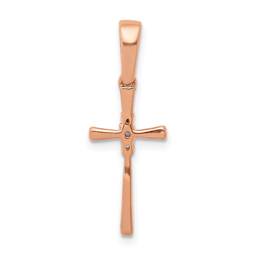 14k Rose Gold 1/20ct. Real Diamond Cross Pendant