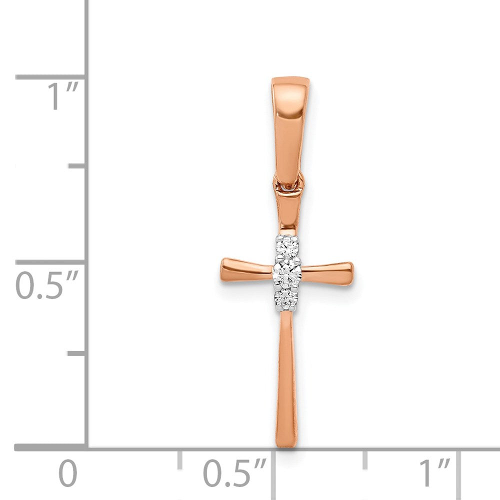 14k Rose Gold 1/20ct. Real Diamond Cross Pendant