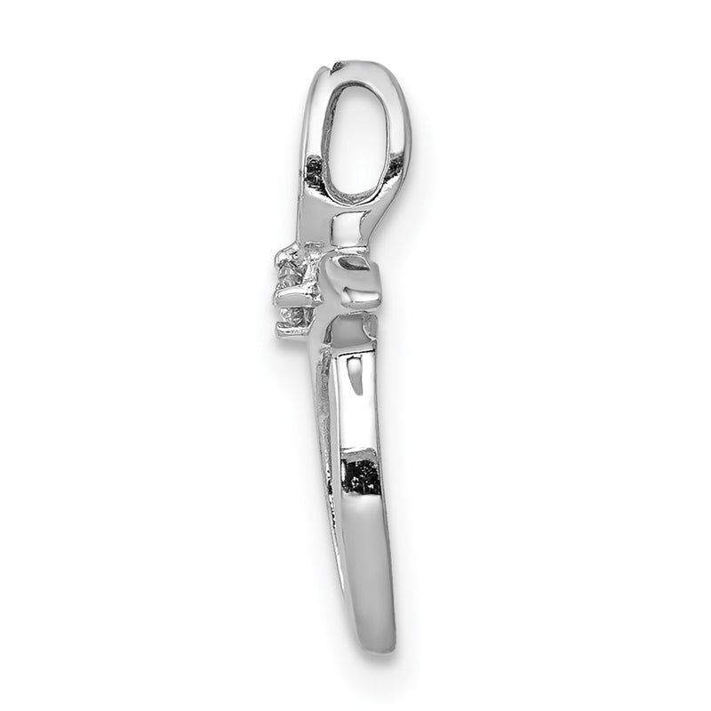 14k White Gold AA Real Diamond Cross Pendant