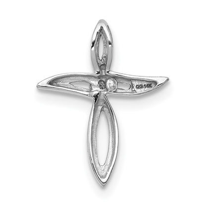 14k White Gold AA Real Diamond Cross Pendant